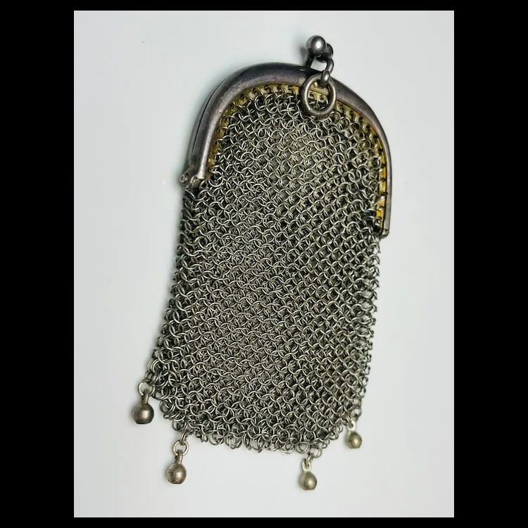 Vintage Sterling Silver Chainmail Two Compartment Coin Purse/ Pendant - 3