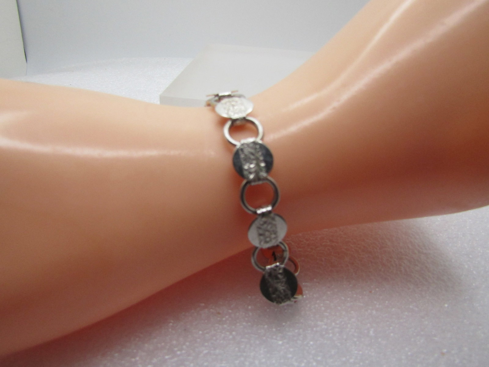 Vintage Round Decorative Link Bracelet & Earings Set, Clip, Sarah Coventry, 1970's - 5