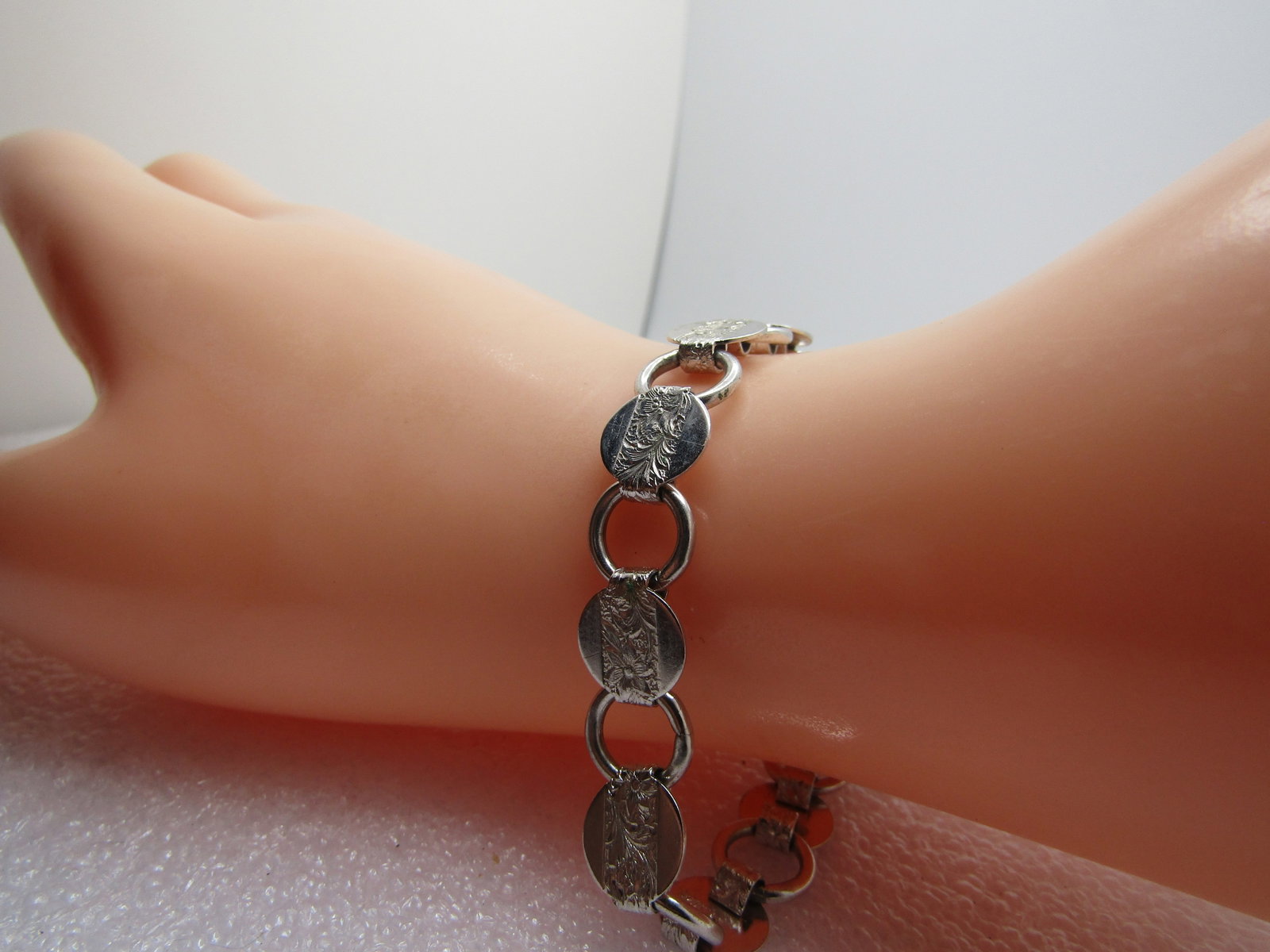 Vintage Round Decorative Link Bracelet & Earings Set, Clip, Sarah Coventry, 1970's - 7