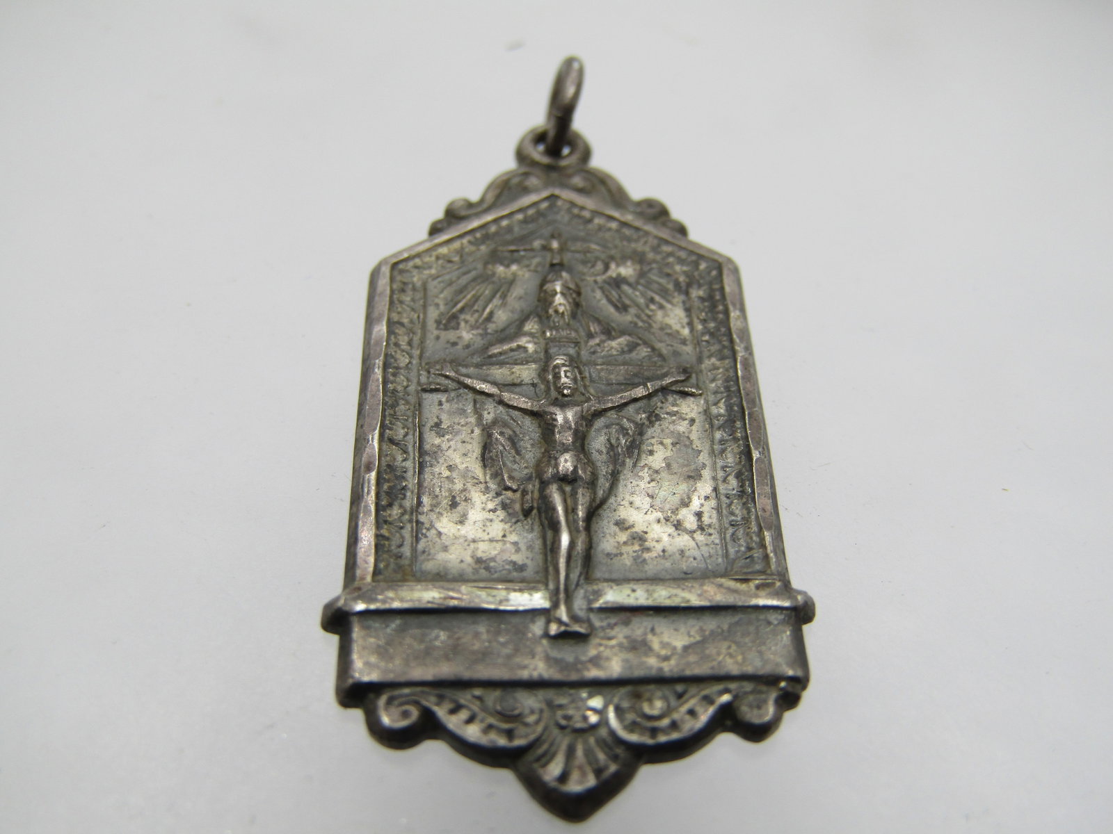 Vintage Sterling Lord's Prayer & Cruicifix Pendant, 1940's-1950's, - 2