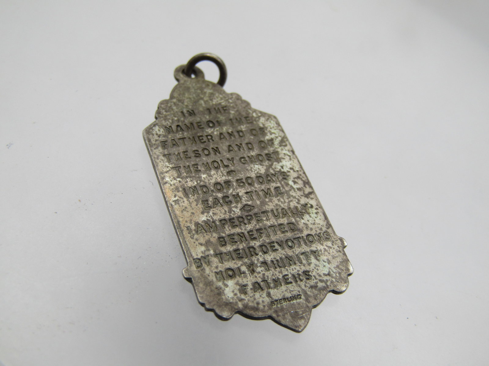 Vintage Sterling Lord's Prayer & Cruicifix Pendant, 1940's-1950's, - 5