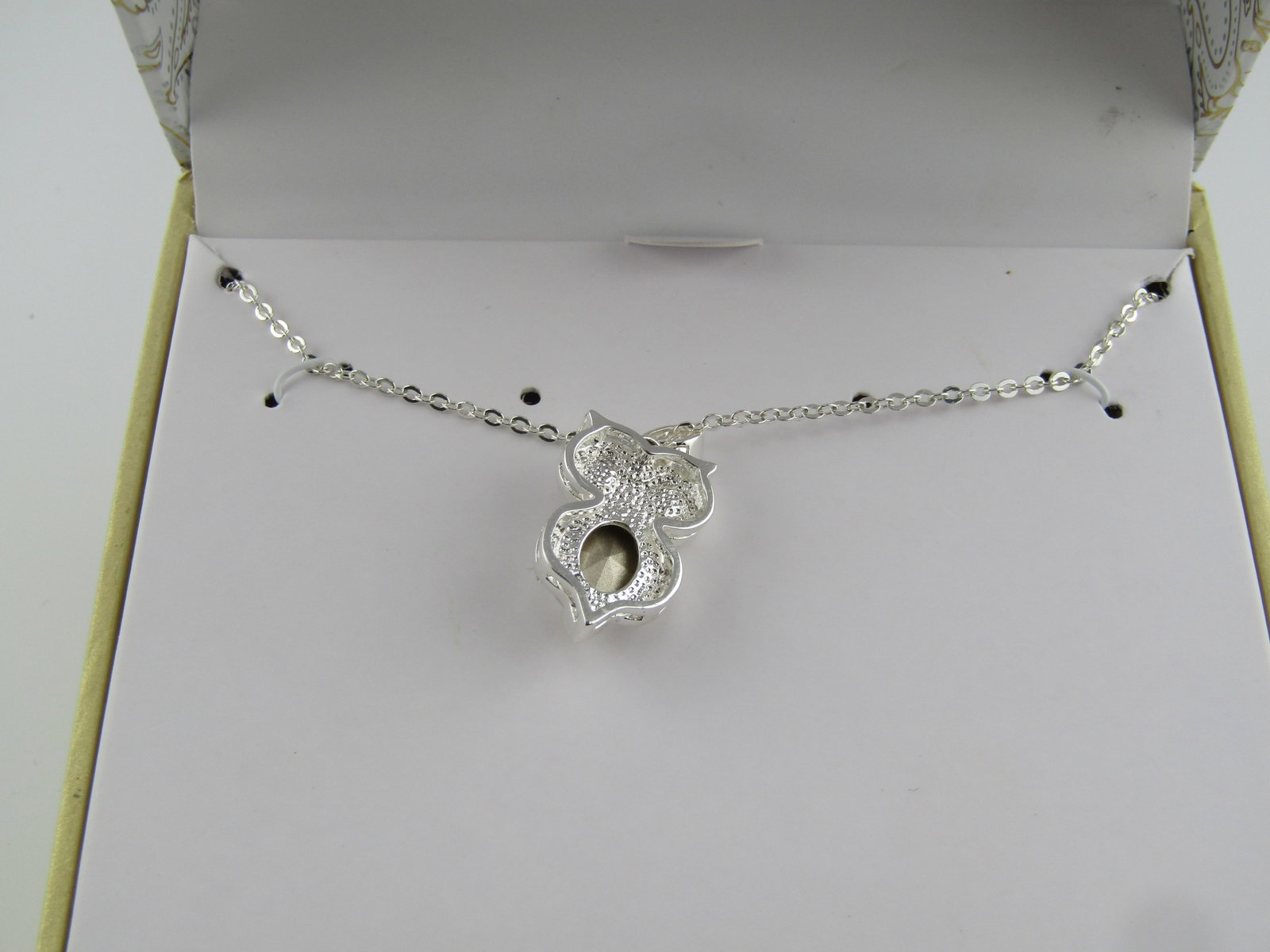 Charter Club Owl Necklace, Rhinestone Belly/Eyes, Vintage New/Original Box, 1990's - 3