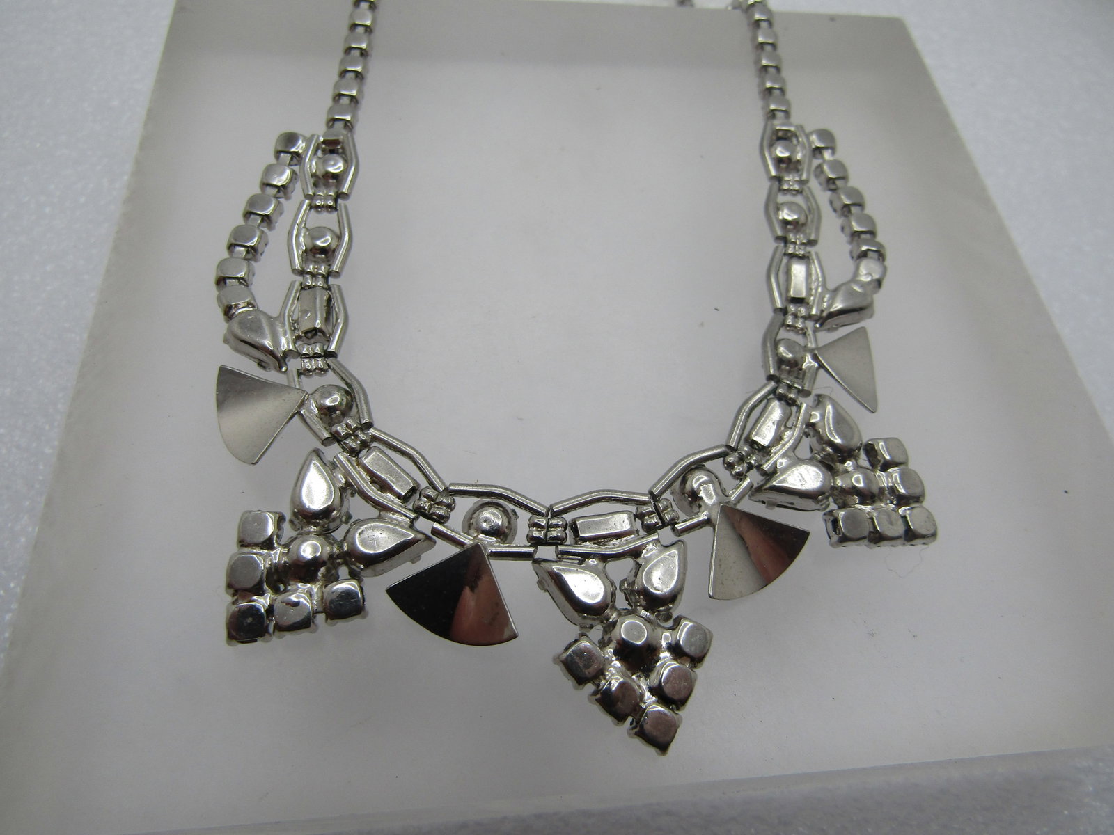 Vintage Rhinestone Art Deco Themed Necklace, 16", 1940's-1960's - 5