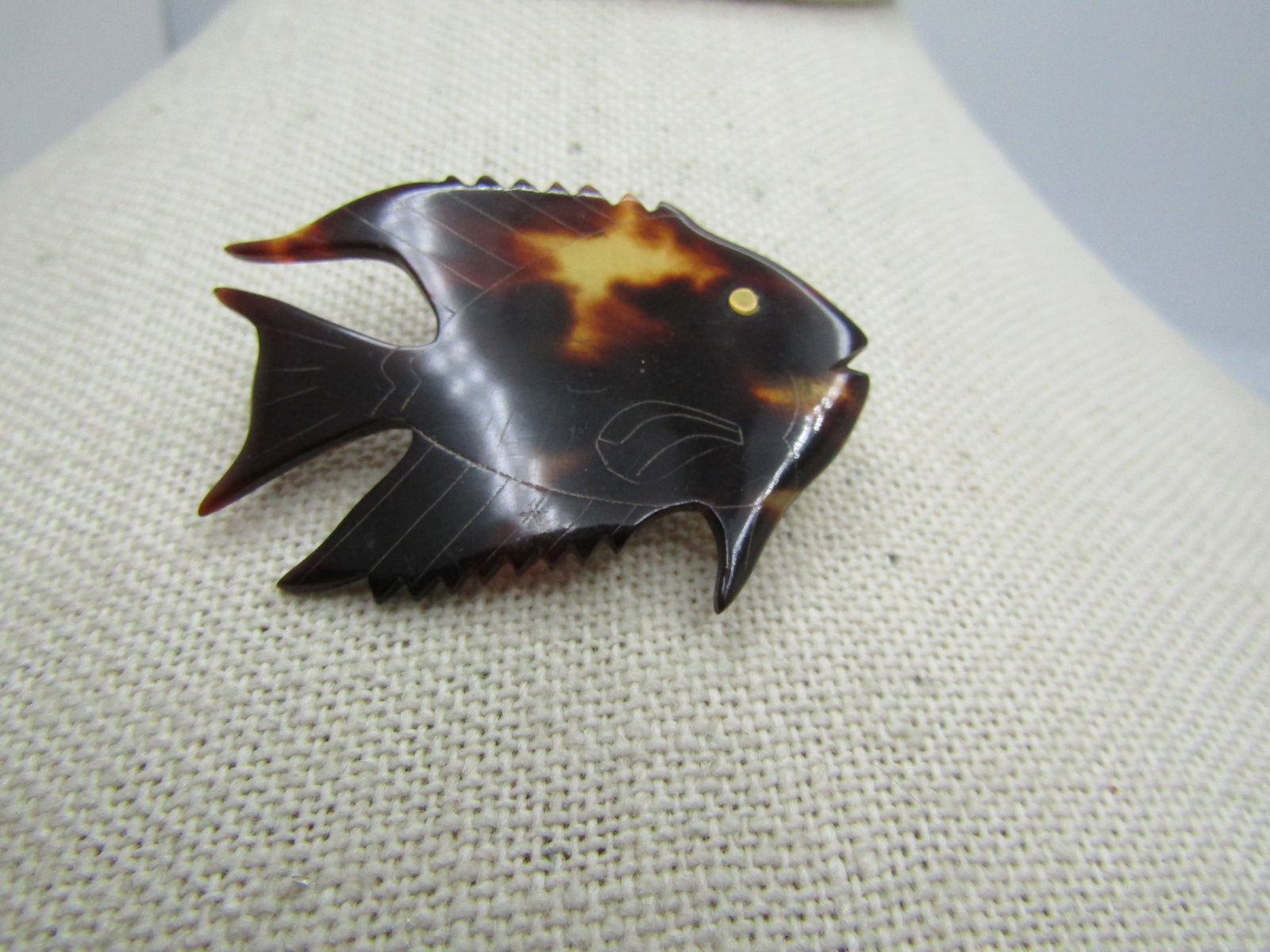 Vintage Tortoiseshell Fish/Shark Tack Pin, 1960's-1970's (1 of 4)