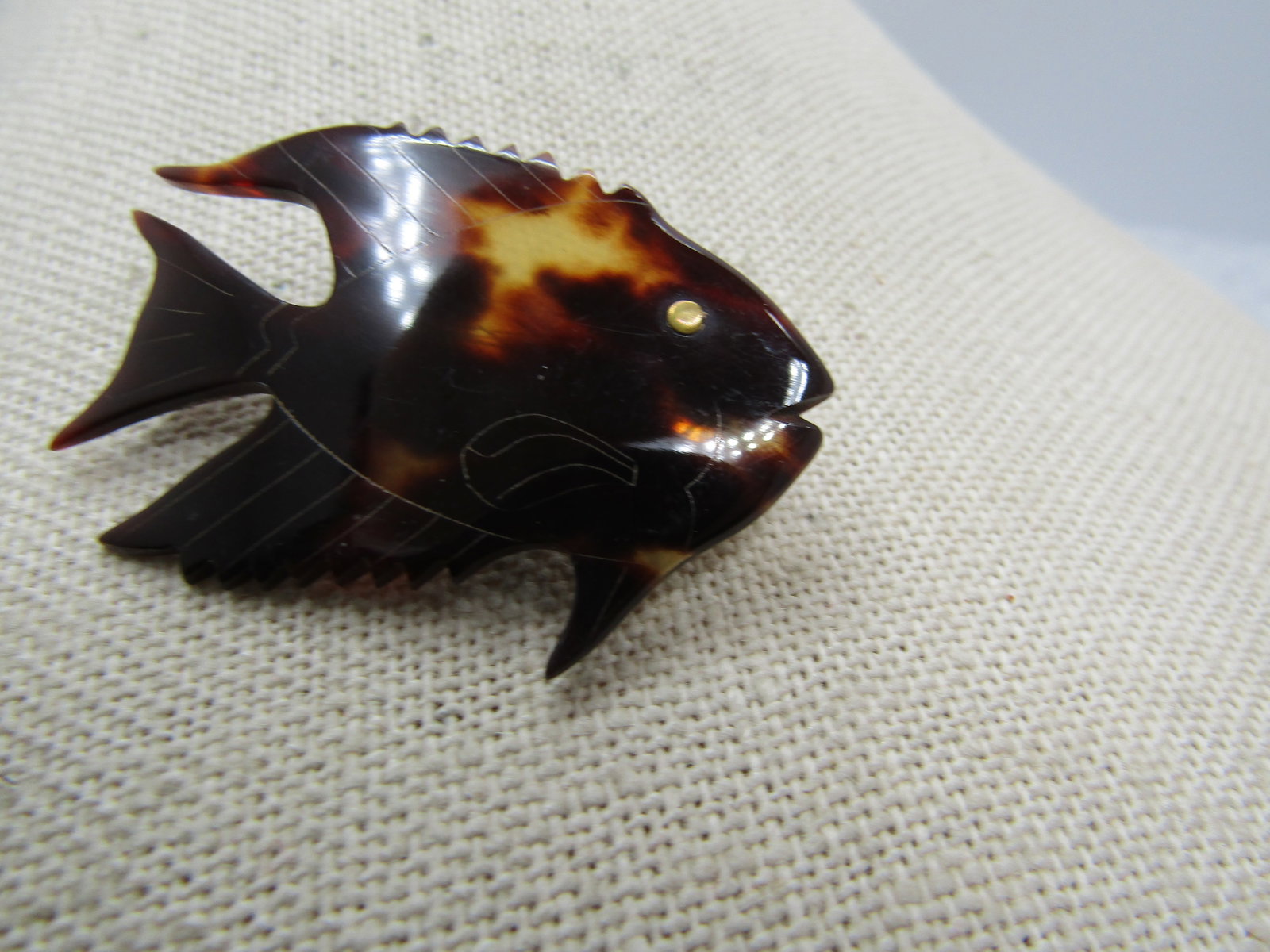 Vintage Tortoiseshell Fish/Shark Tack Pin, 1960's-1970's - 2