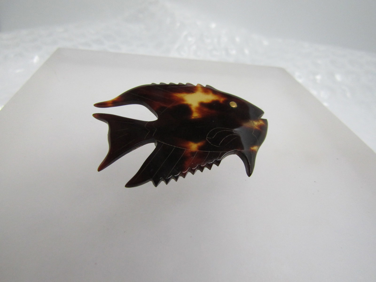 Vintage Tortoiseshell Fish/Shark Tack Pin, 1960's-1970's - 3
