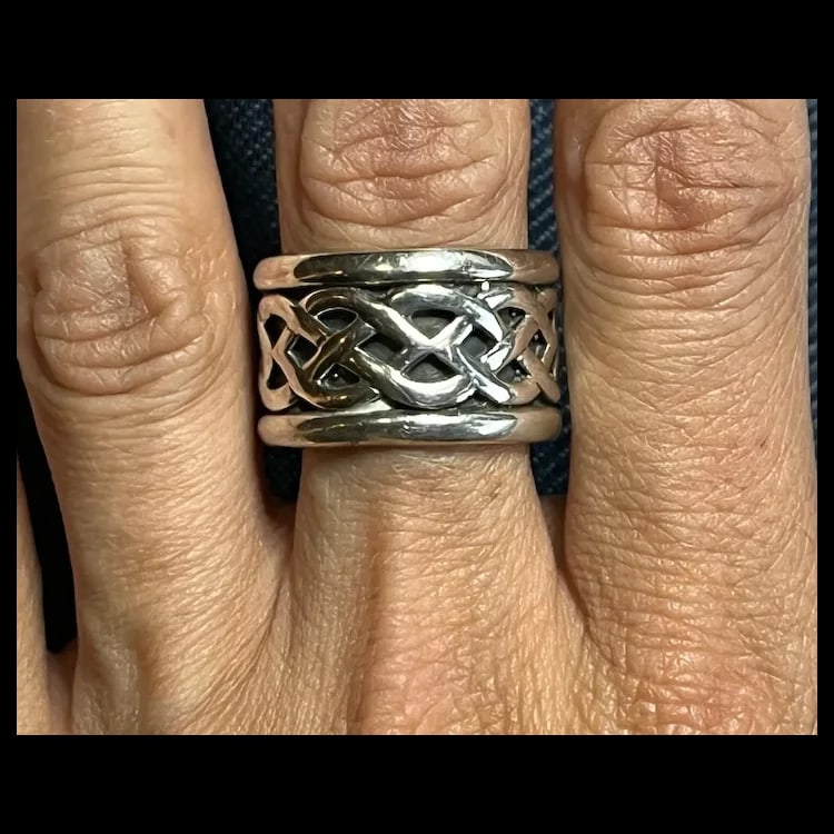 Estate Solvar Sterling Silver Celtic Eternity Knot Wedding Ring- Ireland - 5
