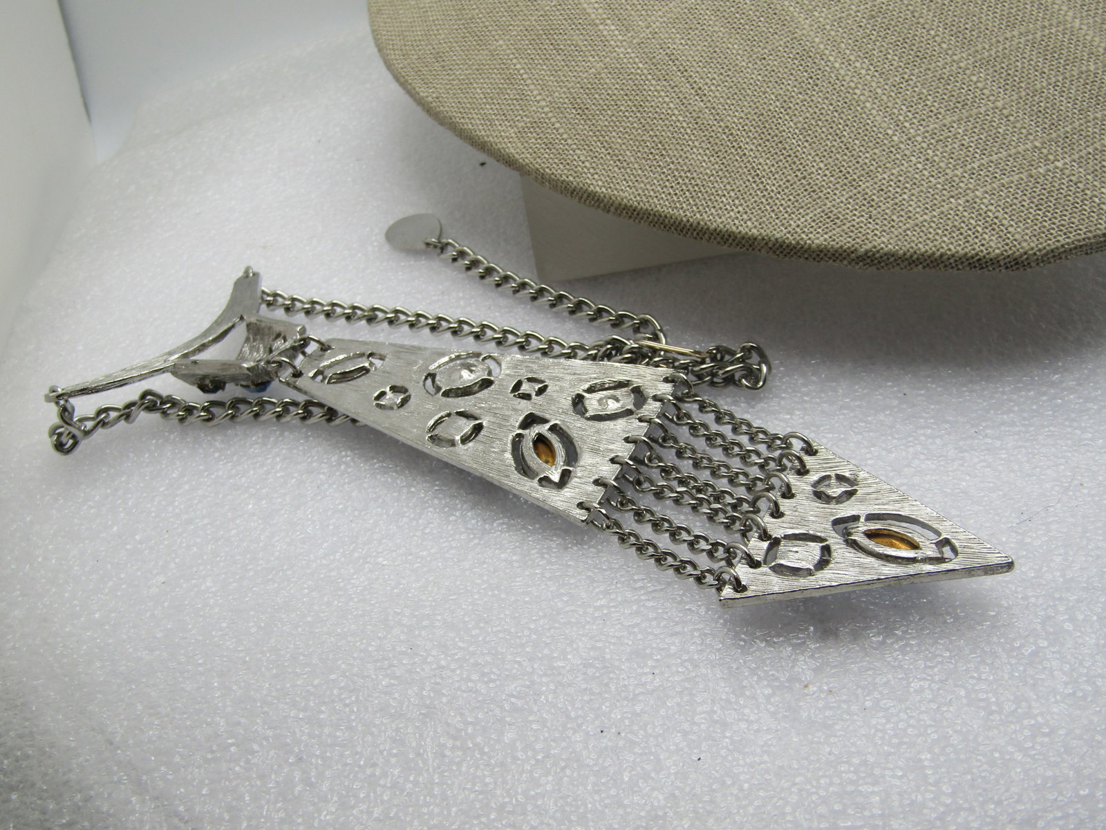 Vintage Blue Rhinestone Tie Necklace, 1960's-1970's, 15.5" - 5