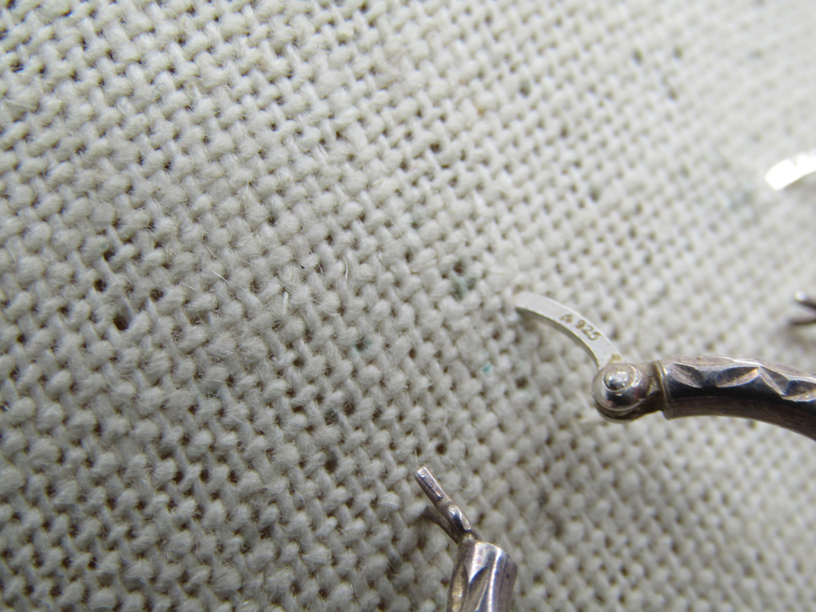 Vintage Sterling Notched Hoop Earrings, Pierced, 1970's-1980's, Signed - 3