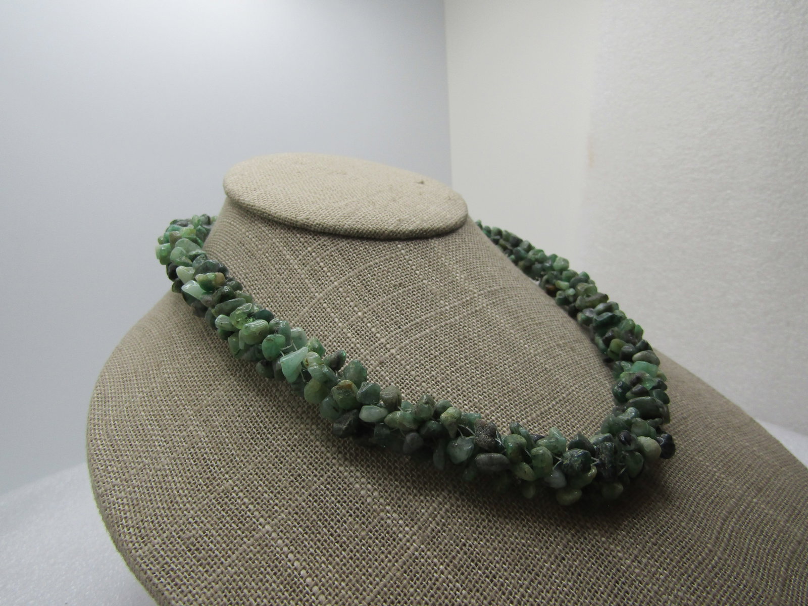 Vintage Polished Green Agate Nugget Necklace, Slipover, 24", 1970's-1980's - 2