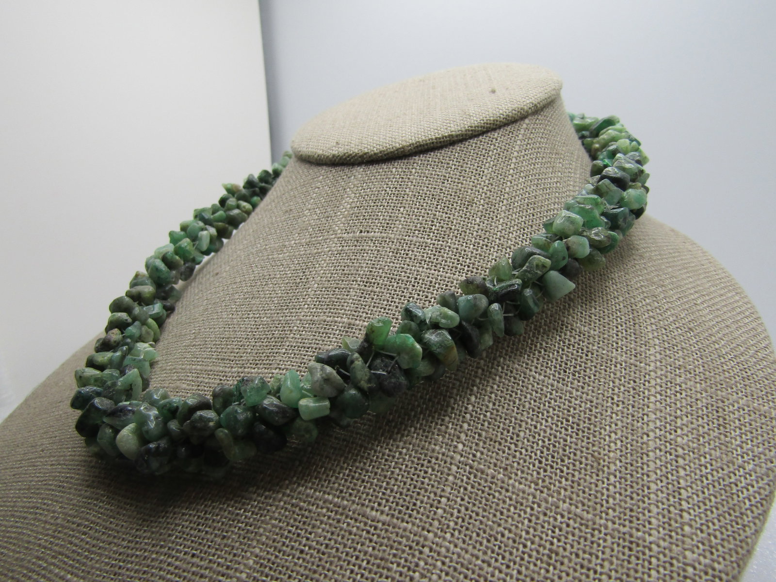 Vintage Polished Green Agate Nugget Necklace, Slipover, 24", 1970's-1980's - 3