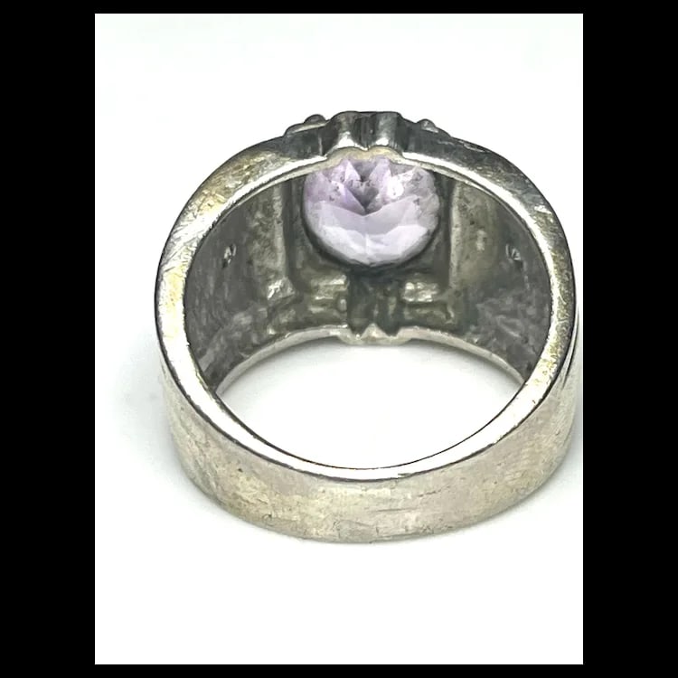 Estate Amethyst Sterling Silver Ring - 5