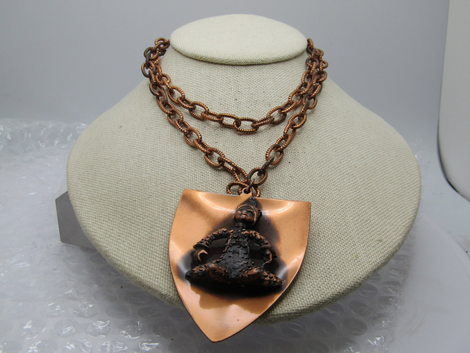 Vintage Copper Clown Necklace, 28", 1960's-1970's - 2