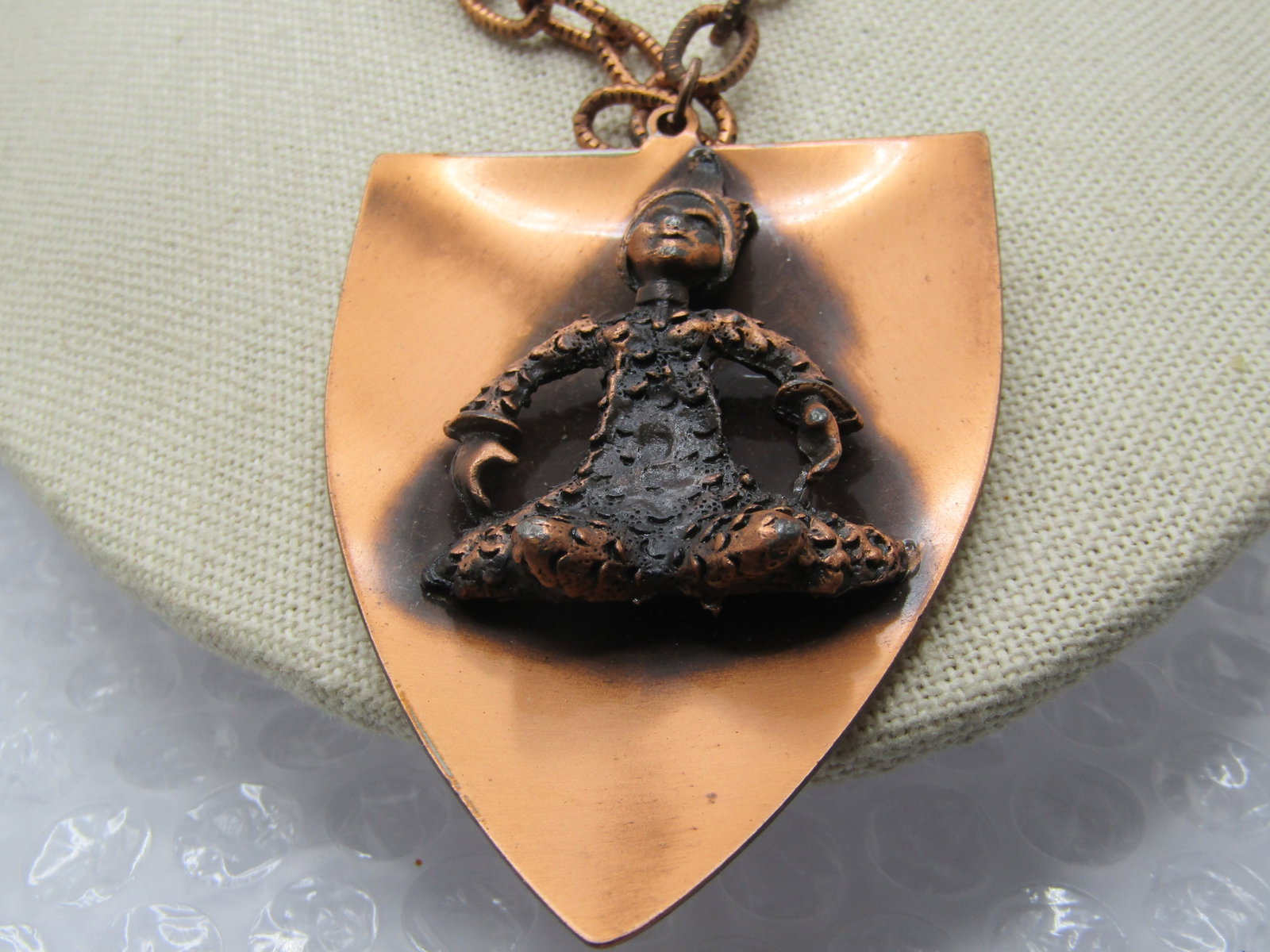Vintage Copper Clown Necklace, 28", 1960's-1970's - 3