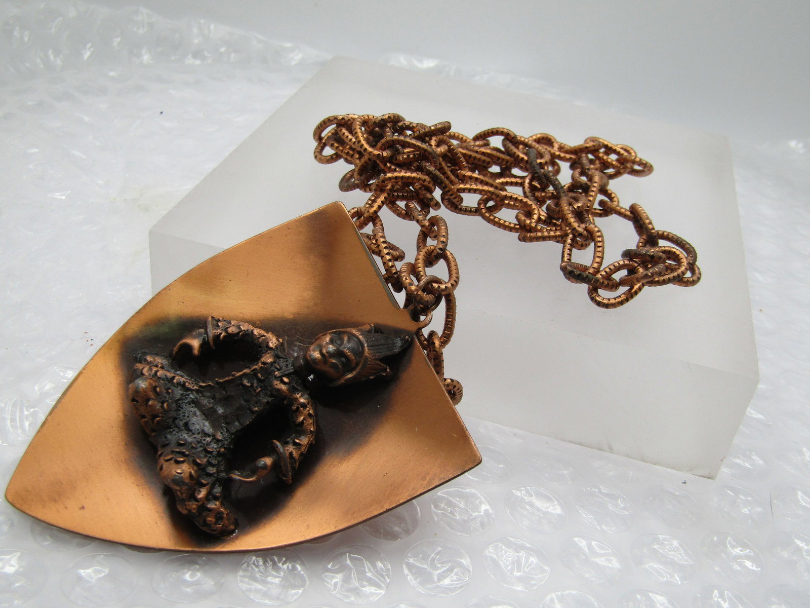Vintage Copper Clown Necklace, 28", 1960's-1970's - 5