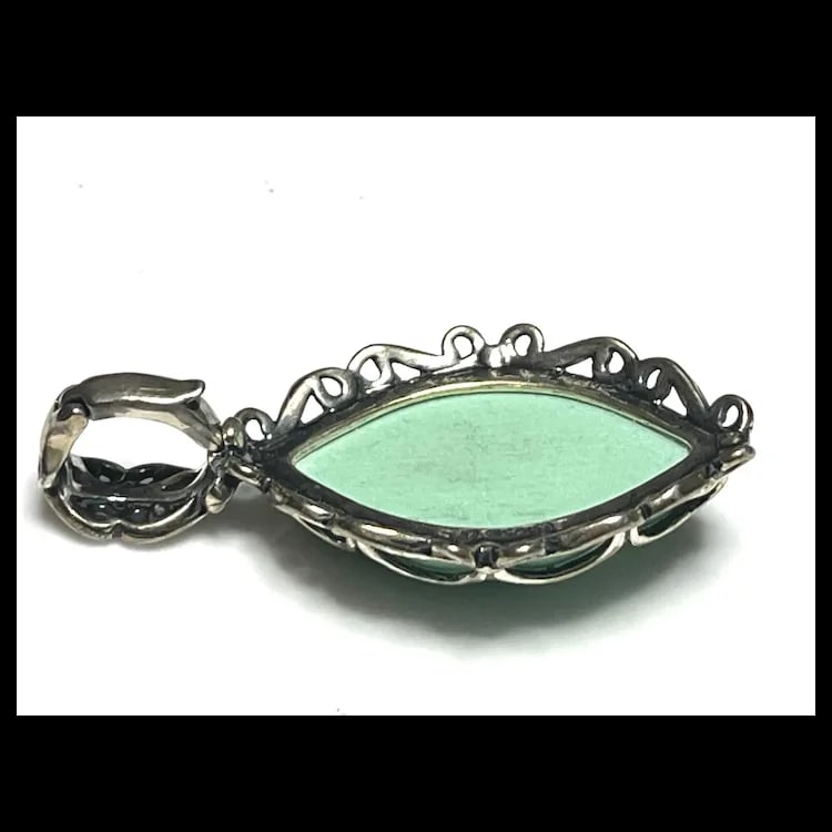 Carolyn Pollack Sterling Silver Chrysoprase Oval Enhancer Pendant - 5