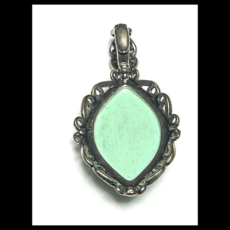 Carolyn Pollack Sterling Silver Chrysoprase Oval Enhancer Pendant - 6