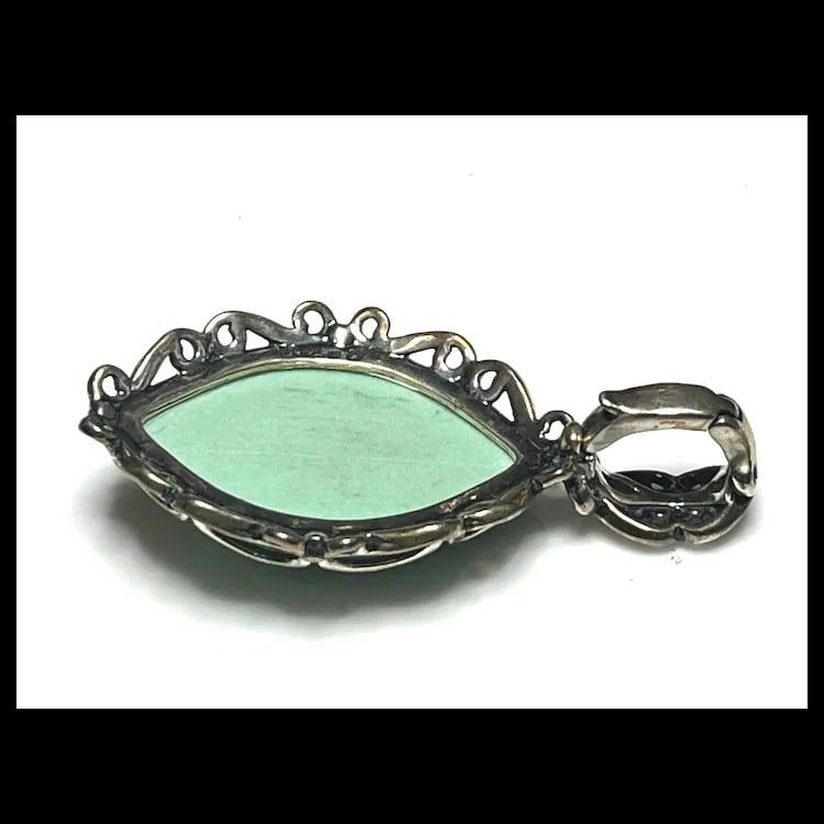 Carolyn Pollack Sterling Silver Chrysoprase Oval Enhancer Pendant - 7