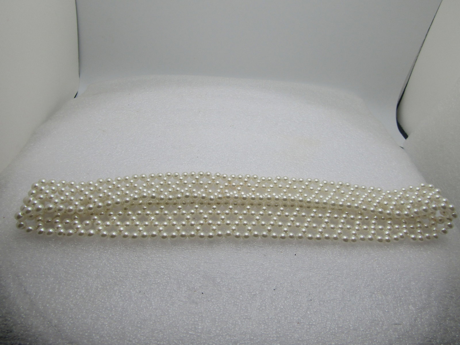 Vintage Faux Pearl Woven Stretch Necklace or Hat Band, 19.5", 1980's. - 4