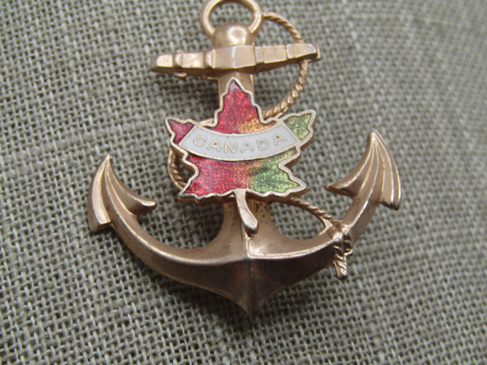 Vintage Anchor & Canada Maple Leaf Brooch, 1950's-1960's, C-Clasp - 2