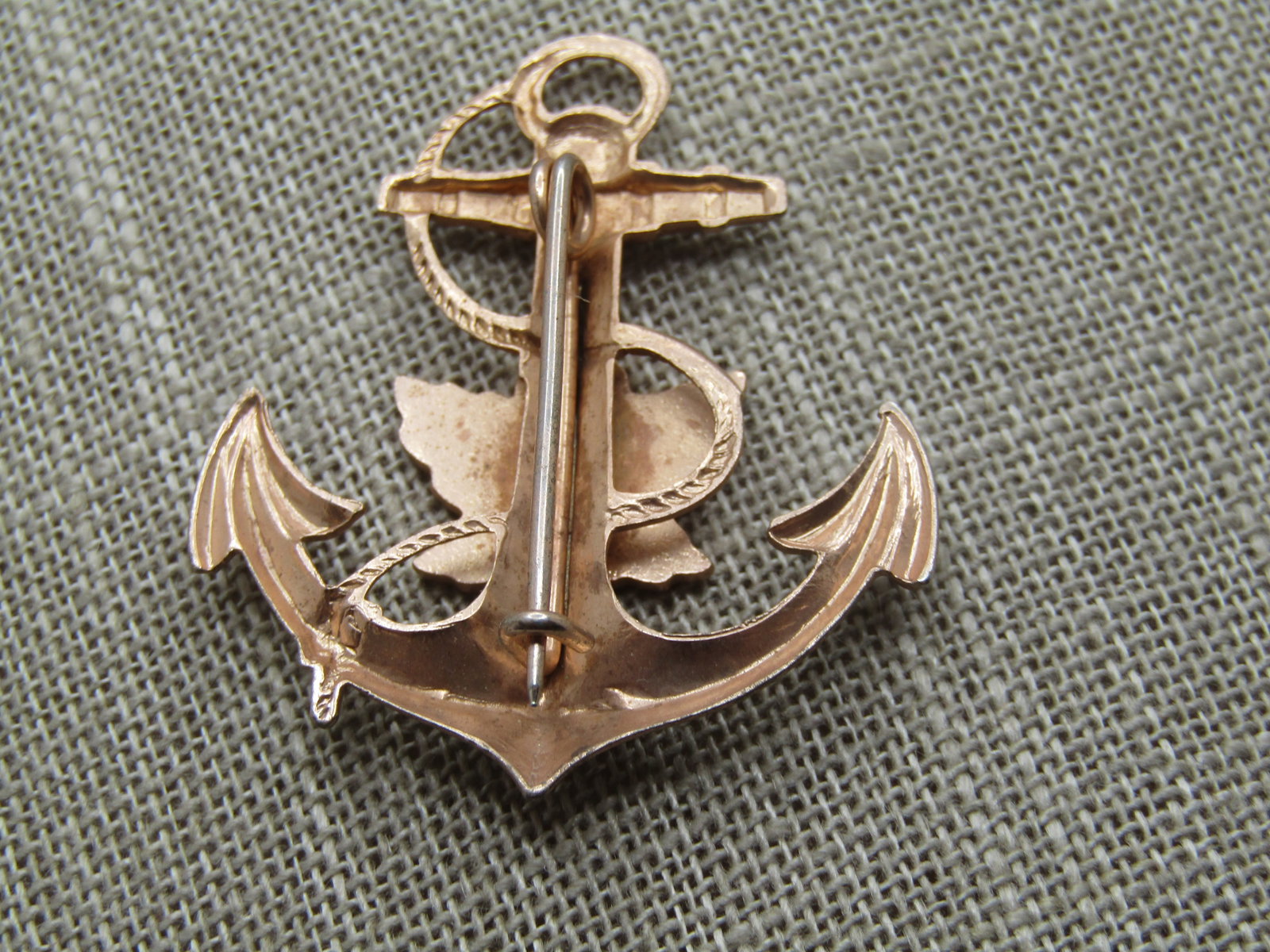 Vintage Anchor & Canada Maple Leaf Brooch, 1950's-1960's, C-Clasp - 4
