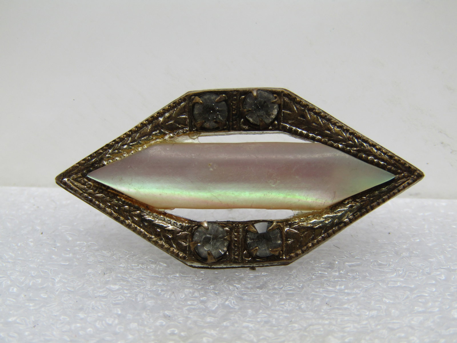 Vintage MOP Rhinestone Pointed Brooch, 1920's-1930's (1 of 6)