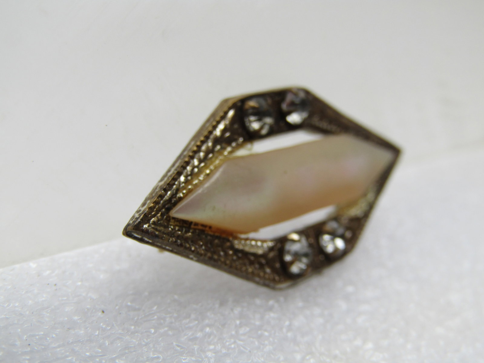 Vintage MOP Rhinestone Pointed Brooch, 1920's-1930's - 2