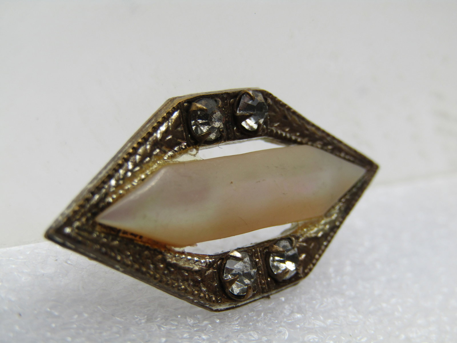 Vintage MOP Rhinestone Pointed Brooch, 1920's-1930's - 4