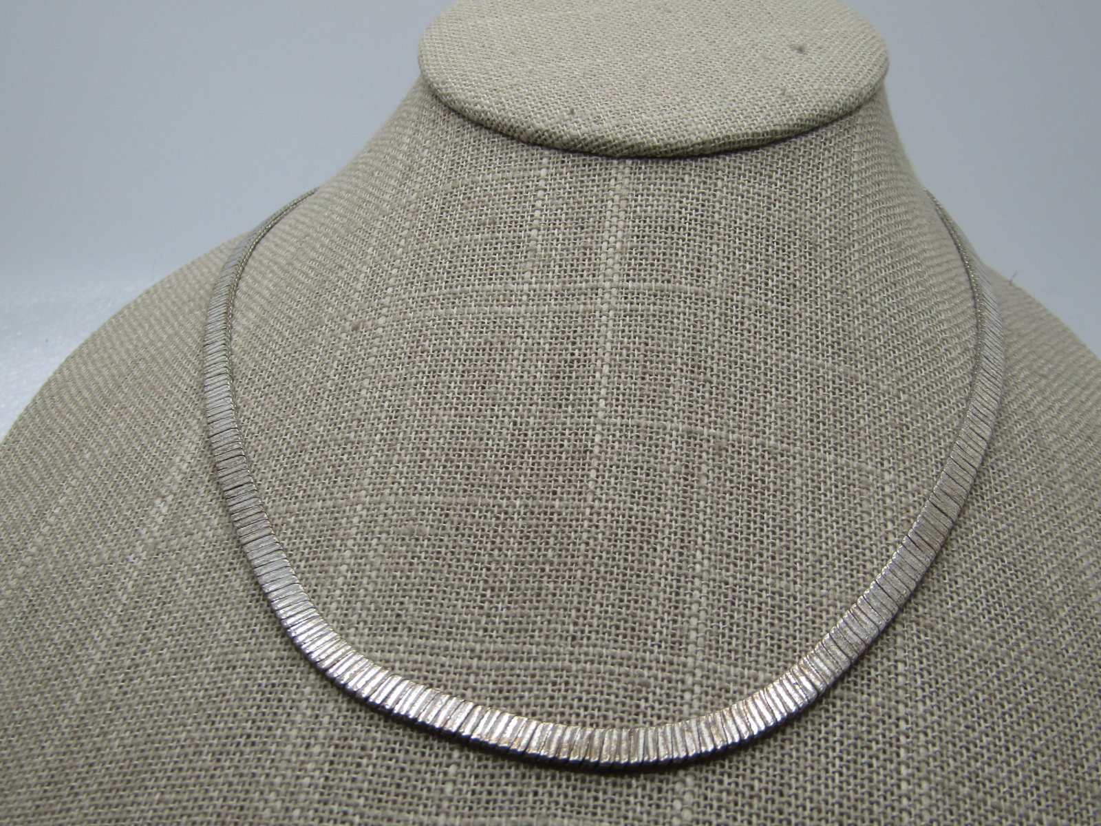 Vintage Monet Ridged Necklace, Silver Plated, Hook Clasp, 16" to 19", 1970's-1980's. (1 of 7)