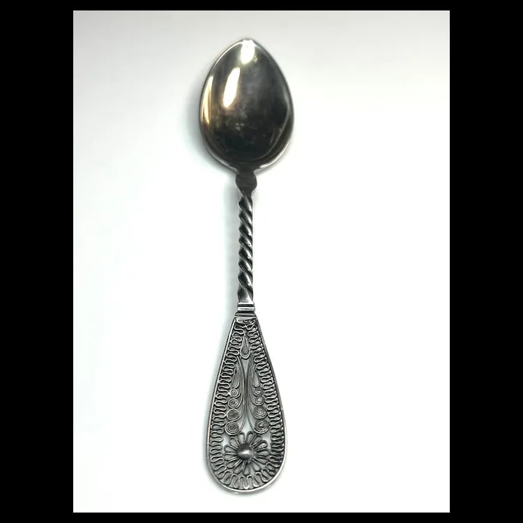 Vintage Sterling Silver Ornate Filigree Teaspoon - 2