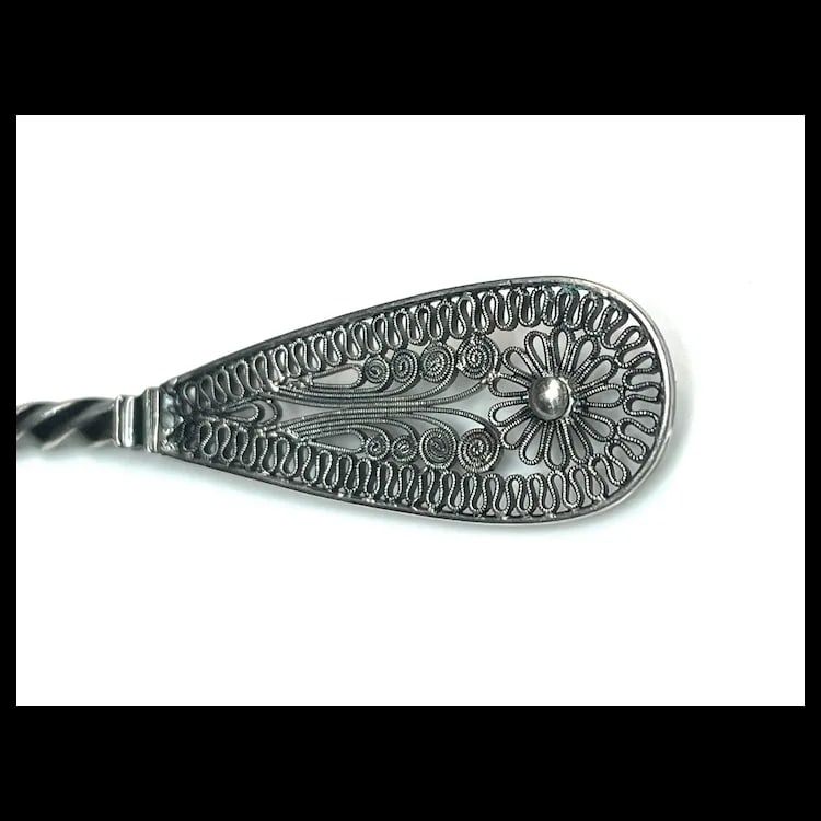 Vintage Sterling Silver Ornate Filigree Teaspoon - 5