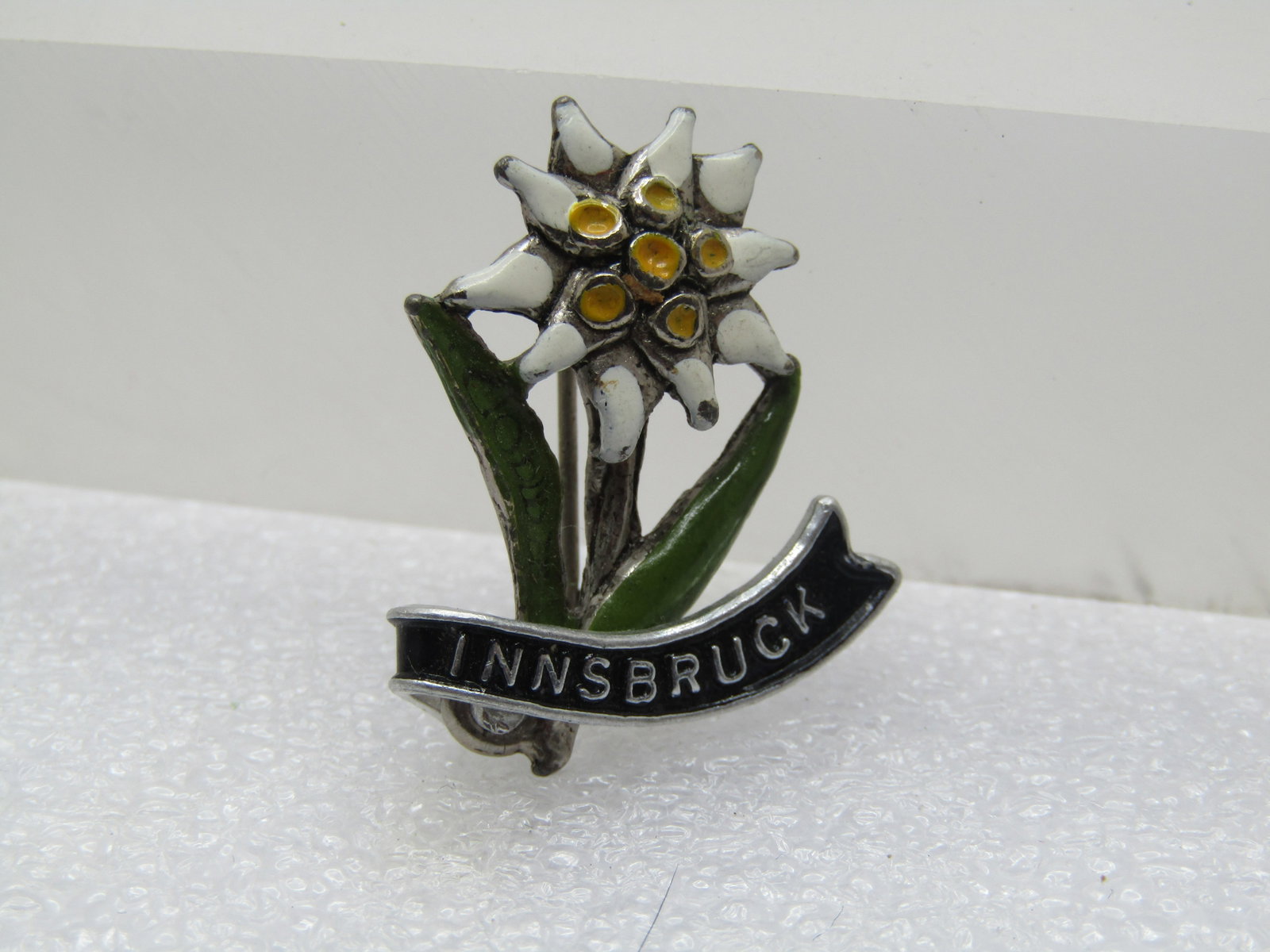 Vintage Innsbruck Edelweiss Enameled Brooch, 1960's - 3