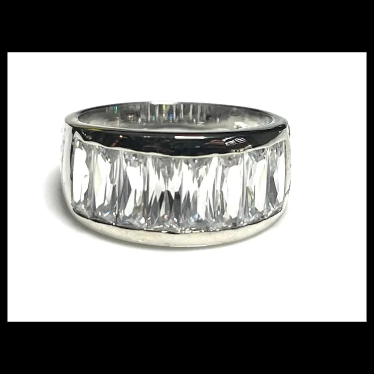 Estate Baguette CZ Half Band Statement Ring - 2