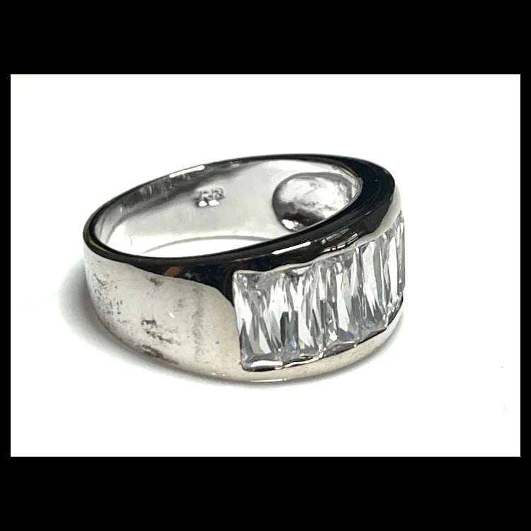Estate Baguette CZ Half Band Statement Ring - 3