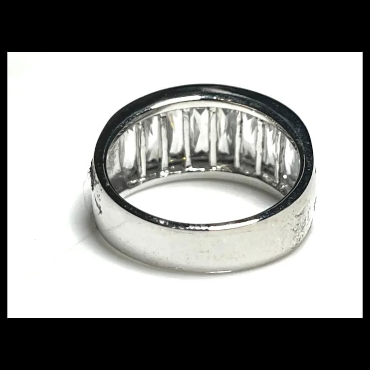 Estate Baguette CZ Half Band Statement Ring - 5