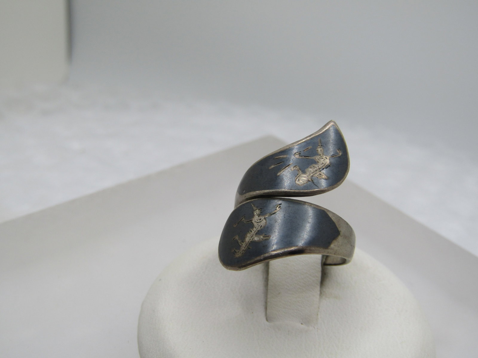 Vintage Sterling Siam Bypass Ring, Sz. 4-7, Mid-Century - 2