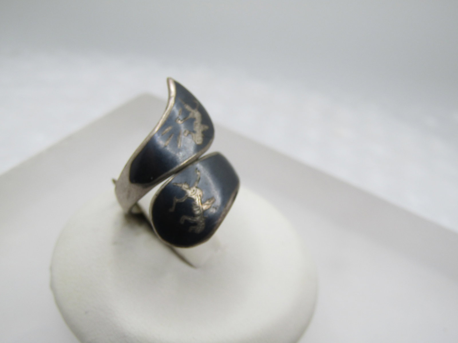 Vintage Sterling Siam Bypass Ring, Sz. 4-7, Mid-Century - 3