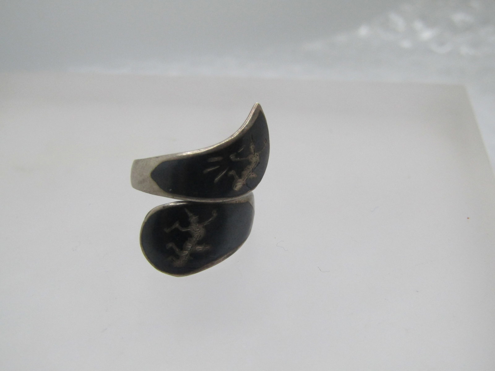 Vintage Sterling Siam Bypass Ring, Sz. 4-7, Mid-Century - 4