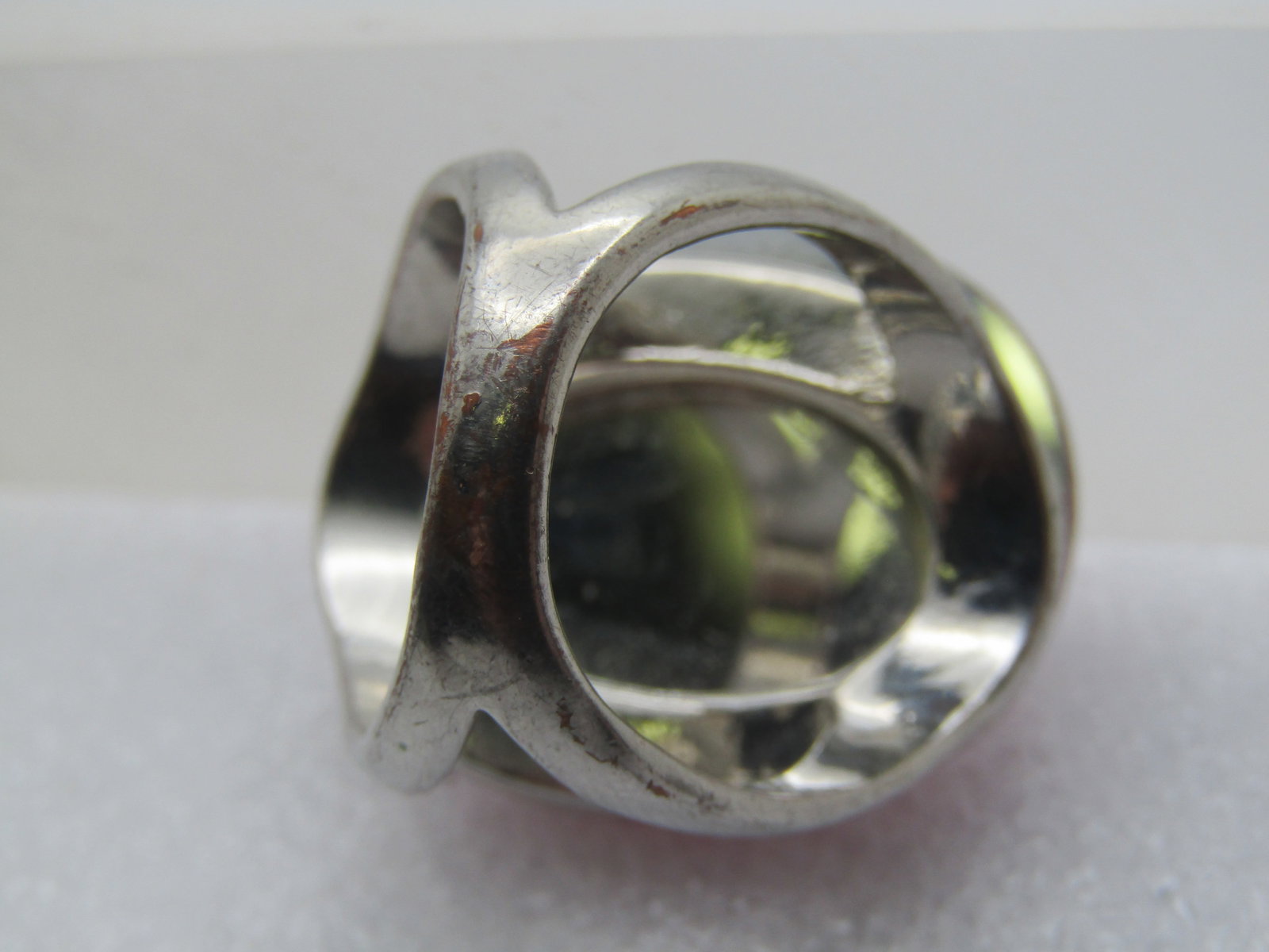 Vintage Red Stone Wide Ring, Sz. 7, Double Band. 1990's - 4