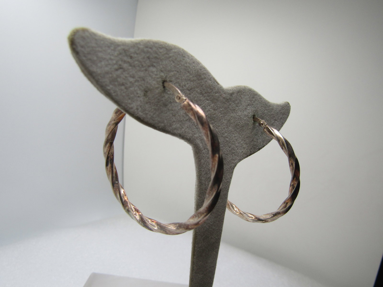 Vintage Sterling Twisted Hoop Earrings, Pierced, 1970's-1980's, Signed - 2