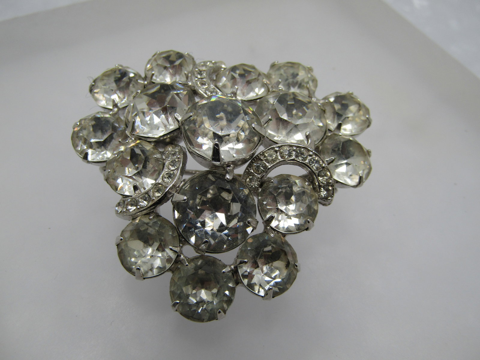 Vintage Eisenberg Clear Rhinestone Brooch, Triangular, 1950's-1960's (1 of 4)