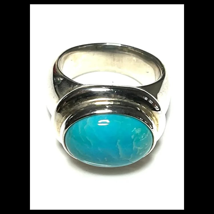 Estate ESPO Sterling Silver & Turquoise Statement Ring - 2