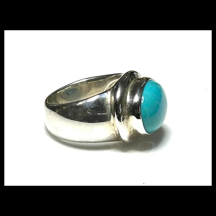 Estate ESPO Sterling Silver & Turquoise Statement Ring - 4