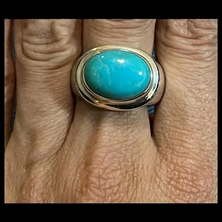 Estate ESPO Sterling Silver & Turquoise Statement Ring - 8