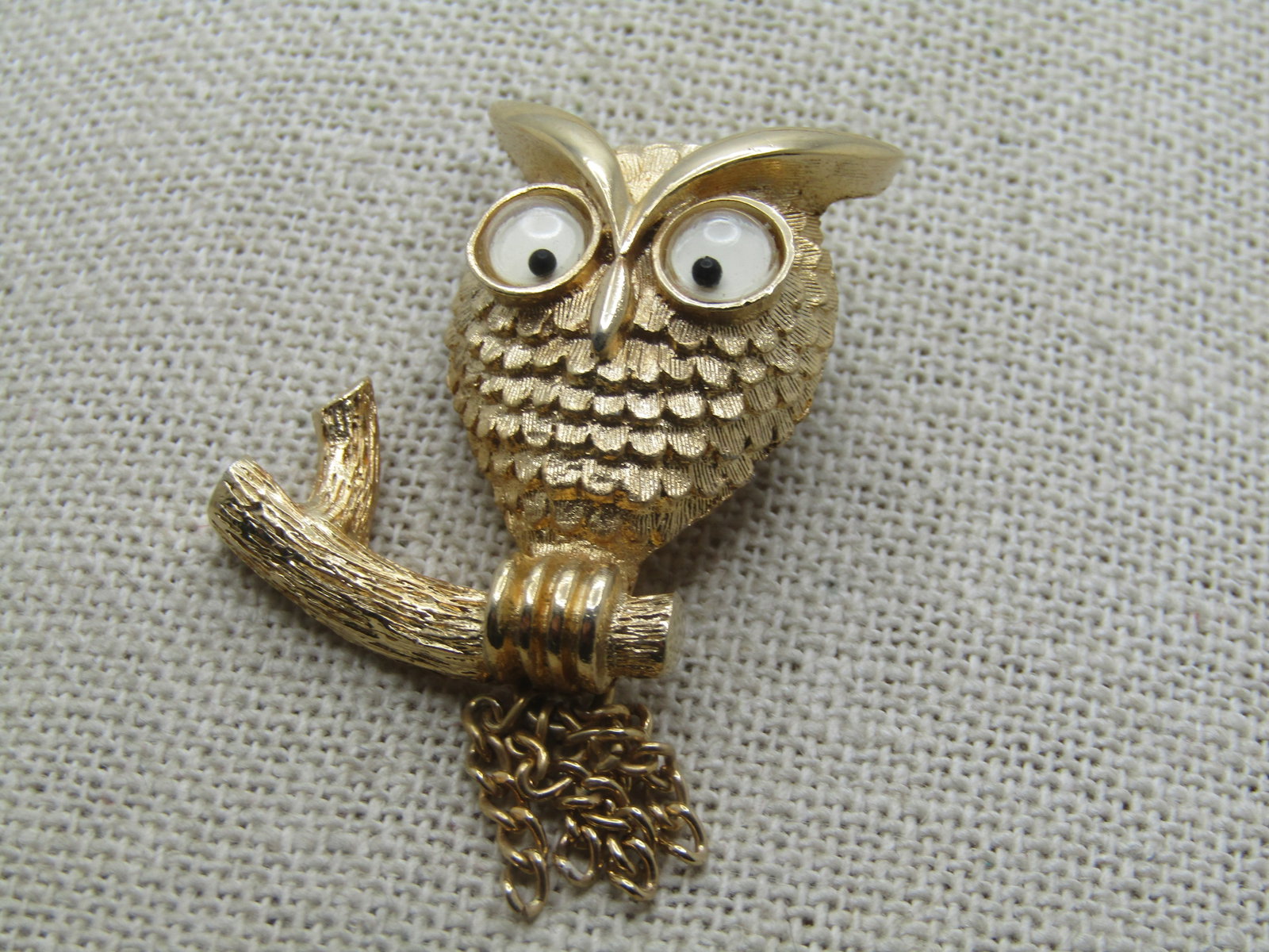 Vintage "Wise Guy" Owl Brooch, on Branch, Avon, 1960's-1970's. - 3