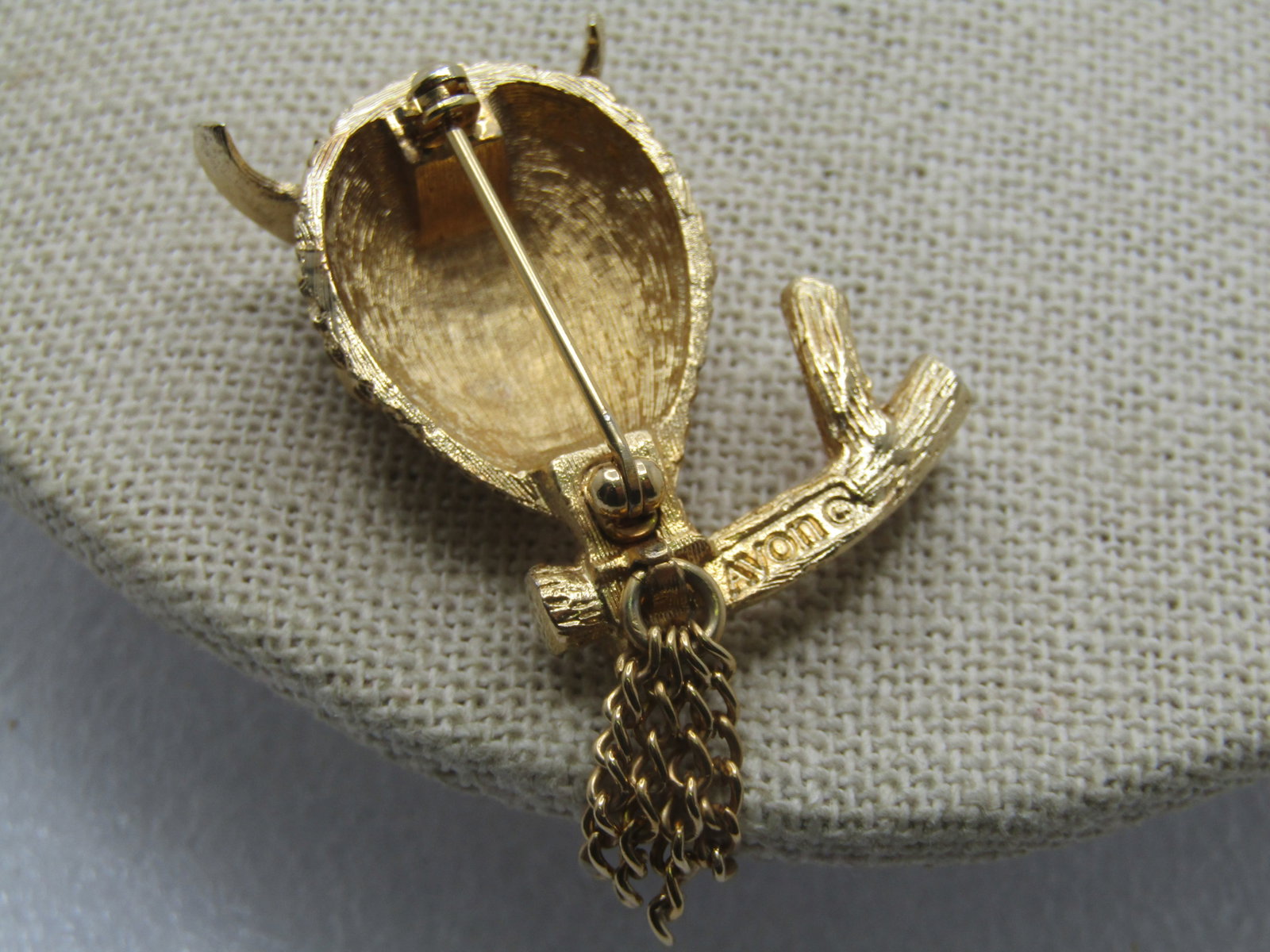 Vintage "Wise Guy" Owl Brooch, on Branch, Avon, 1960's-1970's. - 4