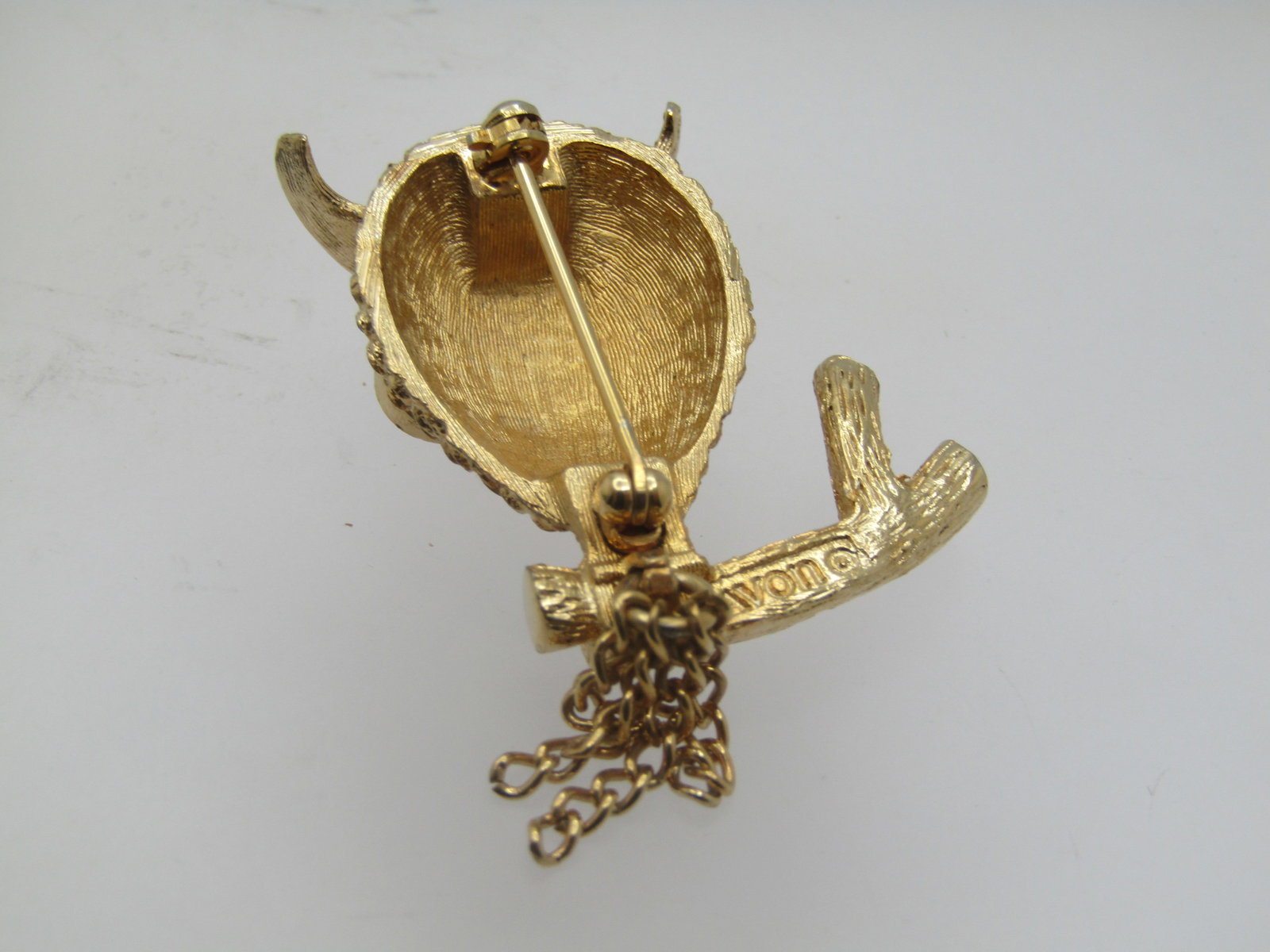 Vintage "Wise Guy" Owl Brooch, on Branch, Avon, 1960's-1970's. - 6