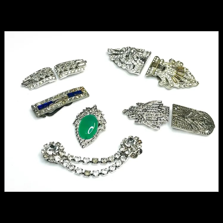Lot of Vintage Marcasite & Rhinestone Clasps - 2