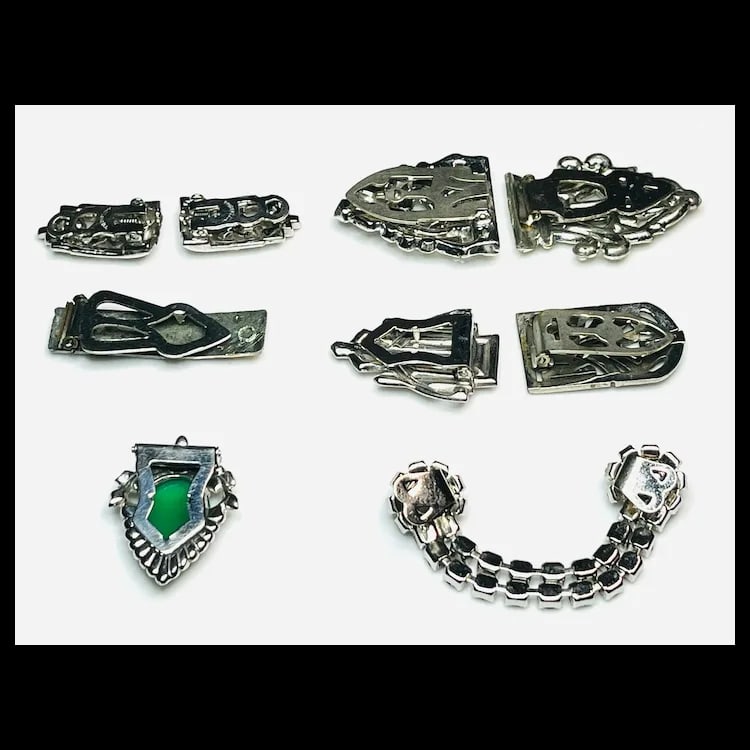 Lot of Vintage Marcasite & Rhinestone Clasps - 3