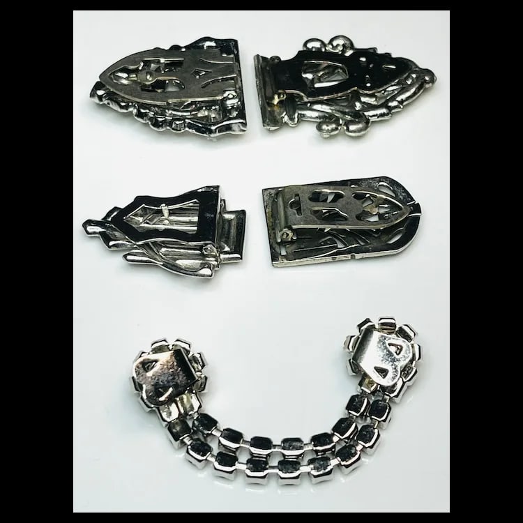 Lot of Vintage Marcasite & Rhinestone Clasps - 5